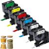 Meritom 6 nastri per etichette D1 compatibili per DYMO D1 12 mm 45010 45013 45016 45017 45018 45019 nero su trasparente/bianco/rosso/giallo/blu/verde per DYMO LabelManager 160 200 210D 280, 12 mm x 7