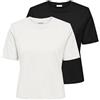 JdY Jdyrex Rex S/S Top 2-Pack Jrs Dia, Nero, M (Pacco da 2) Donna
