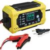 FAFAMIYA Carica Batteria per Auto, Caricabatterie Auto intelligente da 12V 6A con Schermo LCD Touch Screen, Rilevamento Automatico, Riparazione, Manutenzione e Protezioni Multiple per Piombo-Acido/AGM/Gel