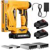 GoYwato 3-In-1 Pistola Sparachiodi a Batteria - 21V Chiodatrice Elettrica con 2 Batterie da 2,0 Ah, Graffettatrice inclusa con 1000 Chiodi 18GA, 1000 Graffe Typ 140 e 1000 Graffe Typ 53 per Legno