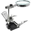 BlissfulAbode Strumento di saldatura a terza mano con lente d'ingrandimento 3X, mani flessibili con clip per riparazione PCB attività di saldatura hobby artigianato supporto da scrivania nero