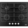 Franke Smart 600 gas on glass FHSM 604 3G DC C BK C - 106.0734.773 Piano Cottura da Incasso 60 cm 4 Fuochi Gas con Doppia Corona Griglie in Ghisa Vetro temprato Nero