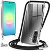 Vauki Cover con Cordino per Samsung Galaxy A27 5G,Custodia con Laccio Collana Tracolla Trasparente Silicone TPU+PC Bumper Back Antigraffio Proteggere Case Corda per Samsung Galaxy A27,Nero