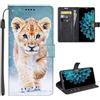 SEHEYA Compatibile con Samsung Galaxy A26 5G Cover a Libro Custodia in Pelle PU con Motivo Portafoglio Flip Case 3 Tasche Interne Fibbia Magnetica Protezione Caso, Leone Bambino