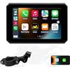 OBEST Carplay Moto e Android Auto,con Touchscreen IPS Impermeabile da 5 pollici. Supporta lo Streaming Musicale Bluetooth, la Navigazione GPS, la Funzionalità di Assistente Vocale e altro Ancora.