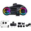 Generico Cuffie per moto New Y13 Pro 2025 6 0 Interfono 2 persone Condivisione della musica Radio FM IPX6 Riduzione del rumore Luci RGB Supporto all assistente vocale