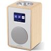 LEMEGA Radio digitale CR4 DAB/DAB+ e FM, altoparlante Bluetooth, radio DAB, doppia sveglia, timer cucina/sonno/snooze, display a colori, jack per cuffie, effetto legno, funzionamento a rete - bianco