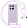 Oelrstfe Cover per Xiaomi 15T Pro 5G con Cordino,Custodia Silicone Morbido Sottile con Motivo Cuore e Collana Laccio Tracolla,Antiurto Antigraffio Corda Collo Regolabile Protettiva Case,Viola