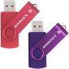 SIMMAX Chiavetta USB 2 pezzi 16GB Girevole Pendrive USB 2.0 Unità Memoria Flash (16GB Rosso Viola)
