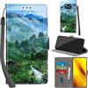 PHINIENLAND Cover per Xiaomi Poco X3 / X3 Pro PU Pelle Custodia Flip Foresta