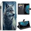 SEHEYA per Oppo Reno 14 5G Cover Libretto con Motivo Custodia Portafoglio a Libro Flip Case 3 Tasche Interne Fibbia Magnetica Protezione Caso, Lupo Grigio Neve