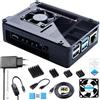 Bruphny Case per Raspberry Pi 4 con Ventola, 5.1V 3A USB-C Alimentatore, 4 Dissipatore, 1.8M Micro-HDMI Cavo, USB Lettore di Schede, Micro HDMI to HDMI Adattatore per Raspberry Pi 4 Modello B