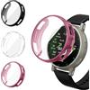 iVoler 3 Pezzi Clear Cover con Pellicola Protettiva per Amazfit Active 3 Premium, Copertura Completa Custodia Anti-Graffio Ultra Sottile Morbida TPU Case, Trasparente + Nero + Rosa