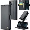 Idhiem Flip Libro Wallet Cover per iPhone 12 Pro Max, Nero