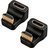 LAIVIYA 2pcs Connettori Angolari HDMI 2.1,Adattatore Mini HDMI UHD 2.1 8K@60Hz a Forma di U,Adattatore Angolare da 180° Maschio Femmina HDMI per TV HD,Laptop,Monitor e Proiettori (1 Avanti e 1 indietro)