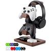 Yhinxuen Supporto due in uno per controller e cuffie, in legno massello a doppio livello, per accessori da gioco, include 6 anelli di supporto per controller in schiuma + 8 parti di ricambio per
