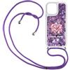SEHEYA per OPPO Realme C53 / C51 / Note 50 Cover con Cordino Custodia Glitter Sabbie Liquido Trasparente Cristallo Antiurto Silicone Brillantini Protettivo Tracolla Case Donna, Amore Cuore Albero