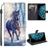 SEHEYA Compatibile con Samsung Galaxy A26 5G Cover a Libro Custodia in Pelle PU con Motivo Portafoglio Flip Case 3 Tasche Interne Fibbia Magnetica Protezione Caso, Cavallo Nero