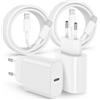 Susnwere Caricabatterie rapido per iPhone 14 13 12 11 Apple MFi certificato, set di 2 per 20 W PD USB-C con presa CA da 1 m/1 m Cavo USB C a Lightning per iPhone 14/14 pro/13/13 Pro/13 Pro Max/13 Min/12/11