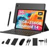 SOLVYXEN Android Tablet 10.6 pollici 4G lte e 5G WiFi, Octa-Core 2.0GHz, 36GB RAM, 256GB ROM (1TB Espandibile), 2000 * 1200FHD, 13MP+8MP, Tablet con Tastiera etc, GPS/Bluetooth(Nero)