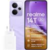 realme 14T 8+ 256 GB Telefono 5G, Dual SIM, Chipset 5G Dimensity 6300, Batteria da 5260 mAh, Display eSport AMOLED da 6,67 a 120 Hz, IP69, NFC, Viola Lightning (Alimentatore da 45 W Incluso)