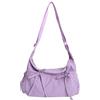Generic Borsa a tracolla carina con fiocco, in nylon, di grande capacità, da donna, elegante, leggera, per uso quotidiano, Viola, Borsetta