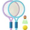 KQFCAZRE 2 Pezzi Racchette Badminton Bambini Corpo Corto Testa Grande con Volano Pallina Bag Include Materiale Durevole Leggero Adatto per Parco Cortile,