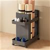 Generic Scaffale per la casa e la palestra, su ruote, carrello per attrezzature da rotolamento, supporto per tappetino da yoga e organizer per rulli in schiuma per manubri, kettlebell, fasce di resistenza
