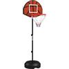 SPORTNOW Canestro Basket ad Altezza Regolabile con Bersaglio Freccette 2 in 1, Set da Gioco in Acciaio e PE con Base Riempibile e 6 Freccette, 38.5x48.5x179 cm, Nero e Marrone