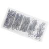 Momfin Set di 50 ami da pesca doppi in acciaio ad alto tenore di carbonio, kit di attrezzatura appuntita con forte potere di tenuta per pescatori d'acqua dolce e salata