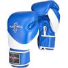 Playwell Guantoni da boxe Pro K1, in pelle, per Muay Thai, da sparring, colore: blu/bianco