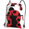 HJFCZH Divertente zaino con stampa di coccinelle con coulisse e cerniera, leggero, per sport, palestra, impermeabile, da viaggio, per uomini, donne, adolescenti