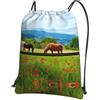 YYHHAOFA Zaino con coulisse e cerniera, con stampa di vari tipi di cavalli, borsa leggera da palestra con tessuto impermeabile e tasche multiple per viaggi e sport