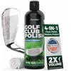 Qucship Kit di lucidatura per mazze da golf 4 in 1 da 8 once (pulire, ripristinare, proteggere) con asciugamano - Facile da usare Golf Club Polish, lucidatura per mazze da golf a lunga durata per