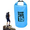Générique Sacca Impermeabile Asciutta 15L Roll Top Per Pesca | Borsa a Spalla da Barche per Navigatori Nuotatori Pescatori Rafters Surfisti Sport Acquatici Viaggi in Spiaggia Kayak e