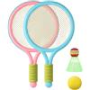 KQFCAZRE 2 Pezzi Racchette Badminton Bambini Corpo Corto Testa Grande con Volano Pallina Bag Include Materiale Durevole Leggero Adatto per Parco Cortile,
