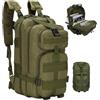 Lawnrden Zaino Molle, Zaino Multifunzionale Verde Militare da 25 Litri, Zaini Daypack Traspiranti e Pesanti per Caccia, Campeggio, Pesca, Escursionismo