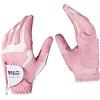 Gcljlmy Guanti da golf tecnici, traspiranti, antiscivolo, per mano sinistra e destra, per donne, golf, sport (rosa, bianco, S)