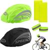 DONOONIS Confezione da 2 copricasco per Bicicletta, Protezione Antipioggia per caschi da Bicicletta, copricasco Impermeabile Antipioggia con Braccialetto Fluorescente e Adesivi Riflettenti