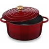 Küchenprofi Casseruola in ghisa con coperchio rotondo, médoc, 24 cm, casseruola, forno olandese, casseruola smaltata, per tutti i piani cottura (con induzione), per stufare, cuocere e arrostire