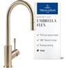 Villeroy & Boch Umbrella Flex miscelatore cucina, altezza 220 mm - Oro | Doccetta estraibile, raggio di rotazione 360°, a risparmio idrico, alta pressione, 92540003