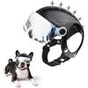 PETLESO Casco per cani con occhiali resistente casco da moto per animali domestici con rivetto freddo protezione UV visiera a discesa per cani di piccola taglia - lente argento