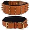DowgClub Collare per cani in vera pelle, pieno fiore, resistente, imbottito, confortevole, resistente, ideale per razze grandi e XL, larghezza 5,1 cm (lunghezza per collo da 47 a 57,1 cm), marrone