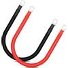 Swpeet Set di 2 cavi inverter per batteria, 2 AWG, 30,5 cm, spessore 1,2 cm, rosso e nero, in puro rame, con terminali da 1 cm, kit assortito (1 positivo e 1 negativo), cavi inverter di potenza con