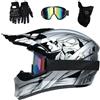 FASXZVM Adulti Bambini MTB Casco da Motocross, con Occhiali Guanti Maschera, Gioventù Integrale Fuori Strada ATV Casco da Moto, Discesa Dirt Bike MX Quad Bici Enduro Schianto Casco ( Color : D , Size : S/52-5