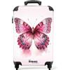 NoBoringSuitcases.com Valigia Bambini, Trolley Bambina da Viaggio, Bagaglio a Mano 55x40x20 cm, 10 kg (Farfalla - Rosa)