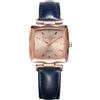 Jessica Simpson Diamond Collection Orologio da donna con quadrante quadrato, cinturino in pelle, movimento al quarzo, elegante orologio elegante, Oro rosa/blu, classico