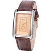 JewelryWe Orologio vintage rettangolare per coppie: orologio analogico al quarzo, per il tempo libero, il lavoro, con cinturino in pelle PU di alta qualità, per donne e uomini, per Natale, Uomo