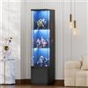 EUNEWR Vetrina con illuminazione a LED e cabinet, vetrina in vetro con sensore intelligente, 40 x 38 x 165 cm, per soggiorno, camera da letto, ufficio