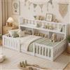 AZJSAHAH Letto a terra 90x200 con protezione anticaduta e rete a doghe, letto per bambini in legno 90x200 con vano portaoggetti, letto Montessori per bambini, letto singolo per ragazzi e ragazze